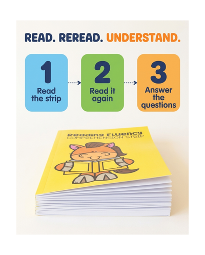 Hatwoo Reading Fluency Comprehension Strips — English Practice Workbook for Early Readers
